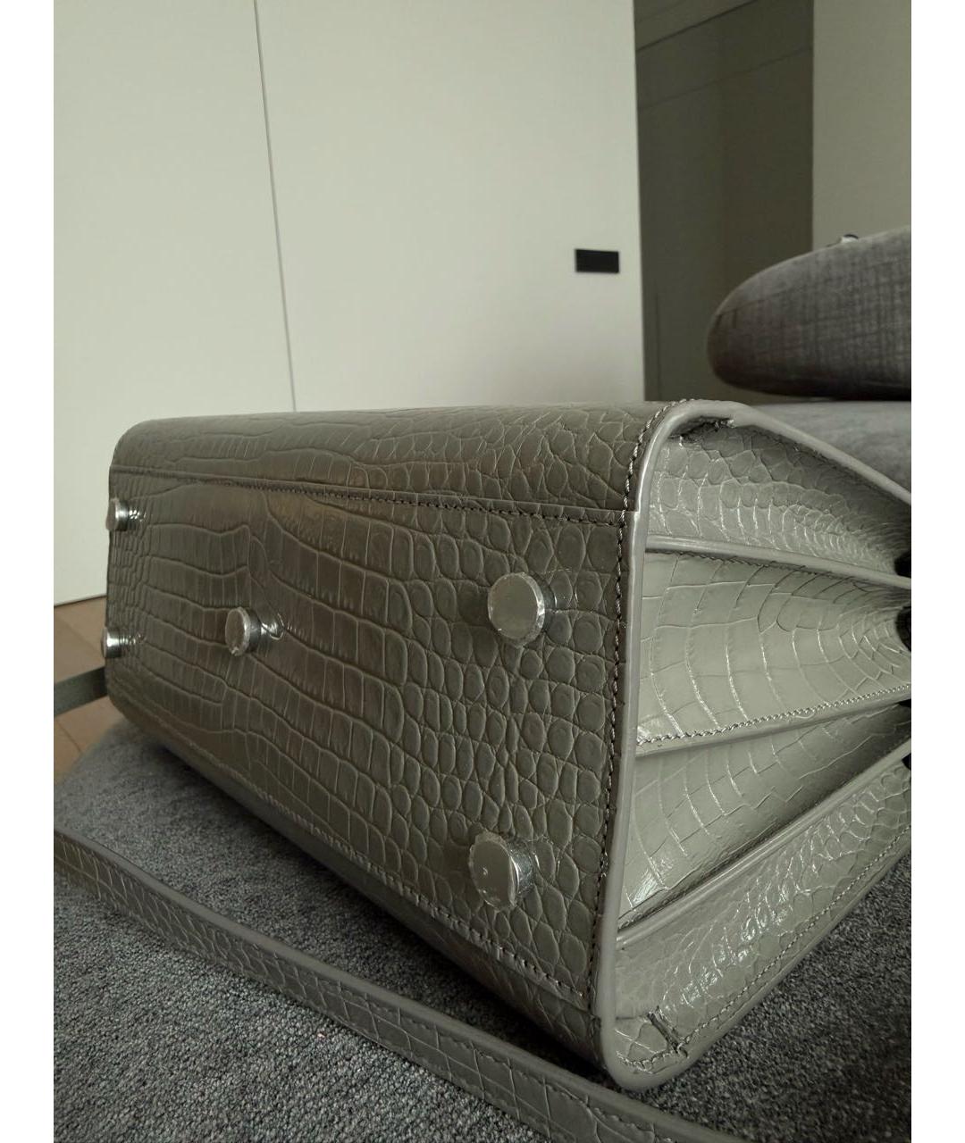 SAINT LAURENT Серая кожаная сумка тоут, фото 8