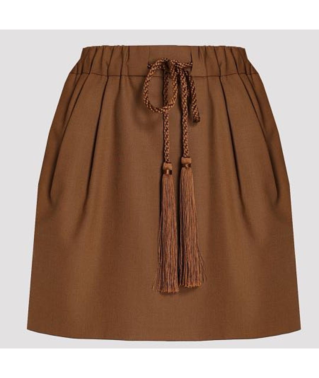 MAX MARA Коричневая юбка мини, фото 4