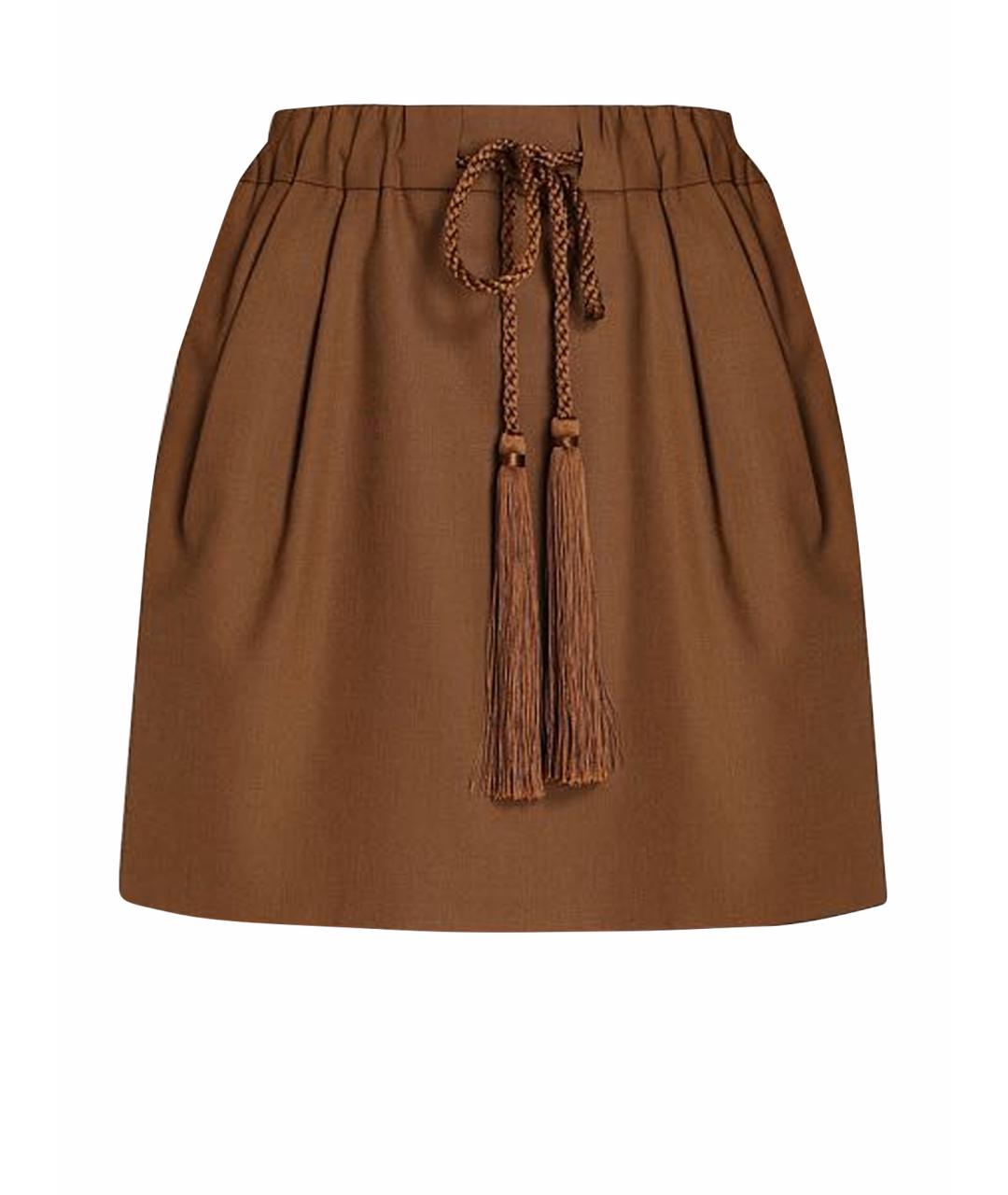 MAX MARA Коричневая юбка мини, фото 1