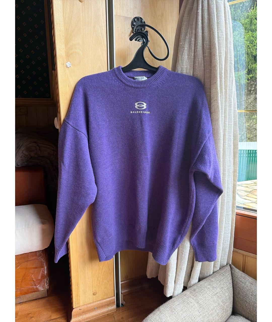 BALENCIAGA Фиолетовый кашемировый джемпер / свитер, фото 6