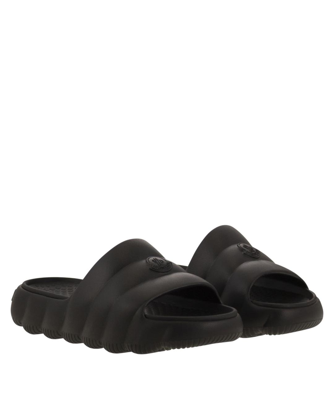 MONCLER Черные резиновые шлепанцы, фото 2