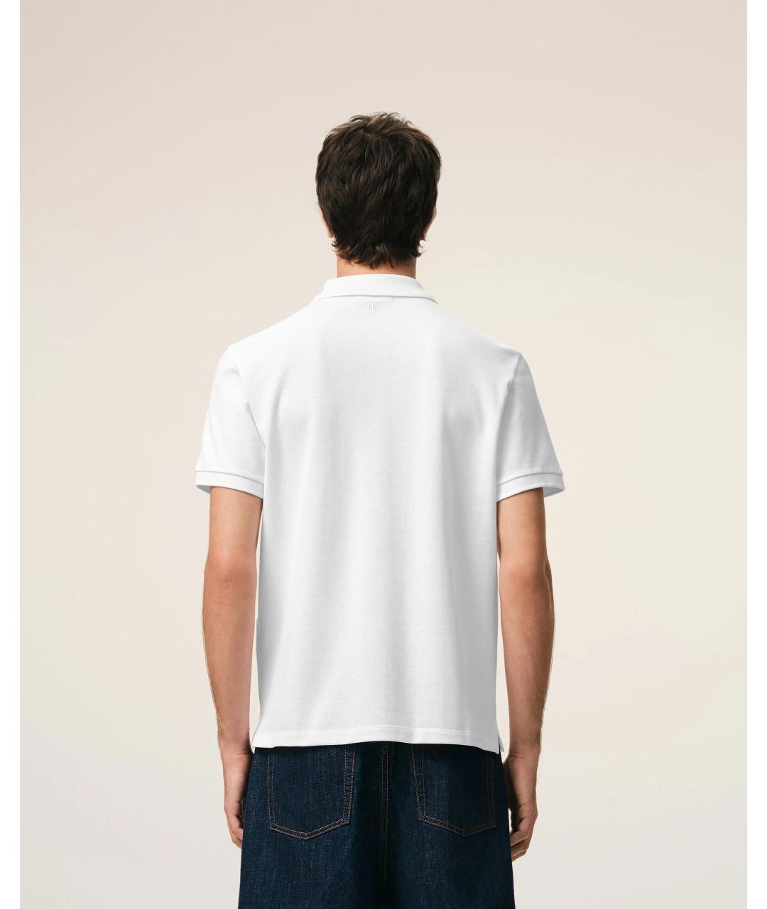 Ami Paris Белое хлопковое поло с коротким рукавом, фото 5