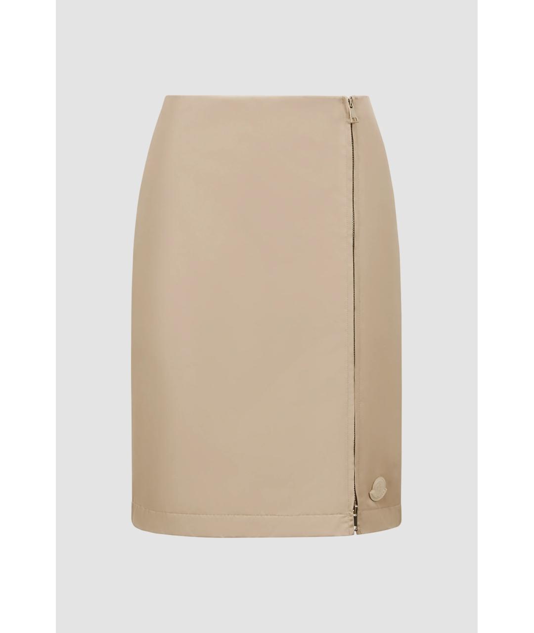 MONCLER Бежевая полиэстеровая юбка мини, фото 6