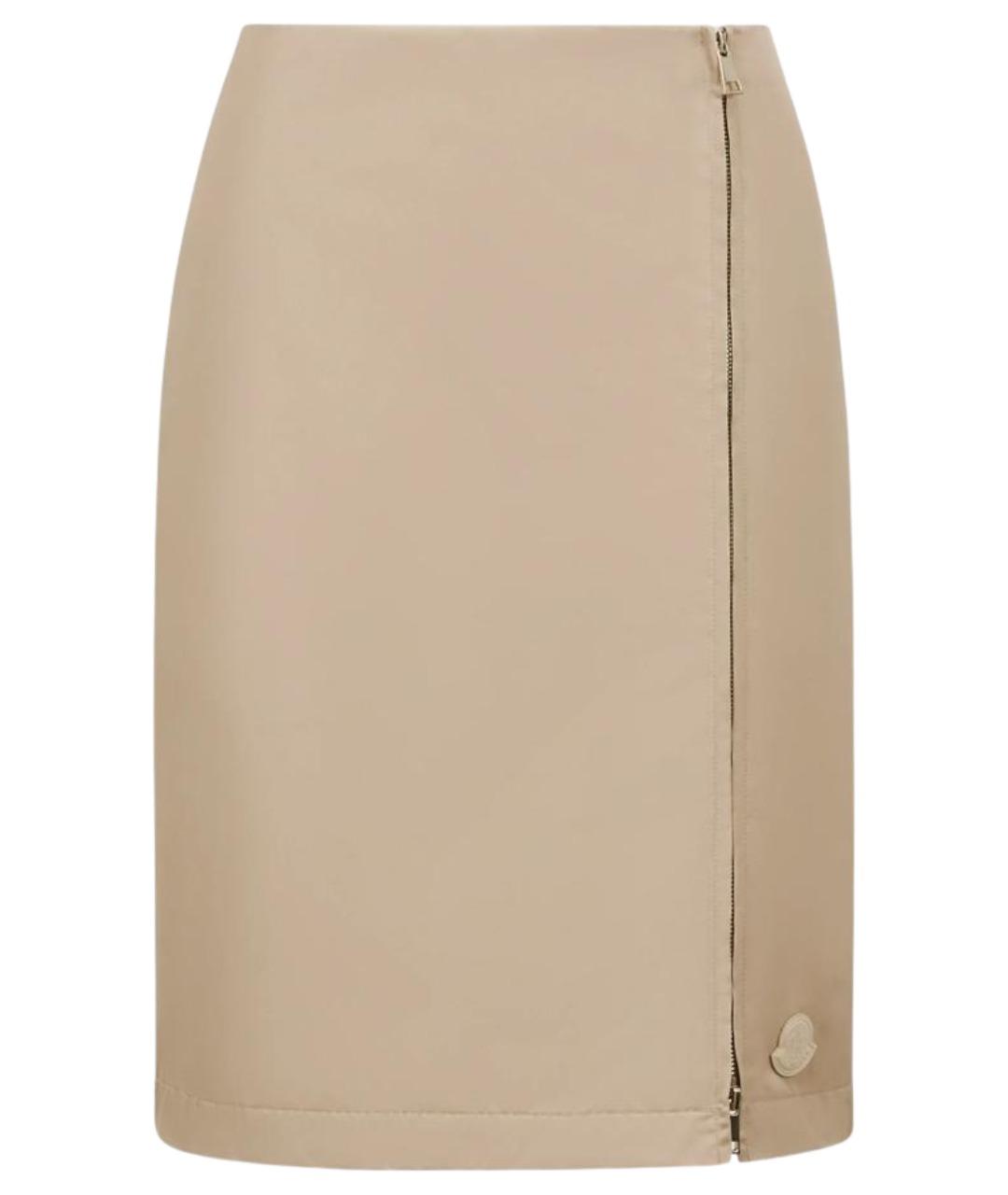 MONCLER Бежевая полиэстеровая юбка мини, фото 1