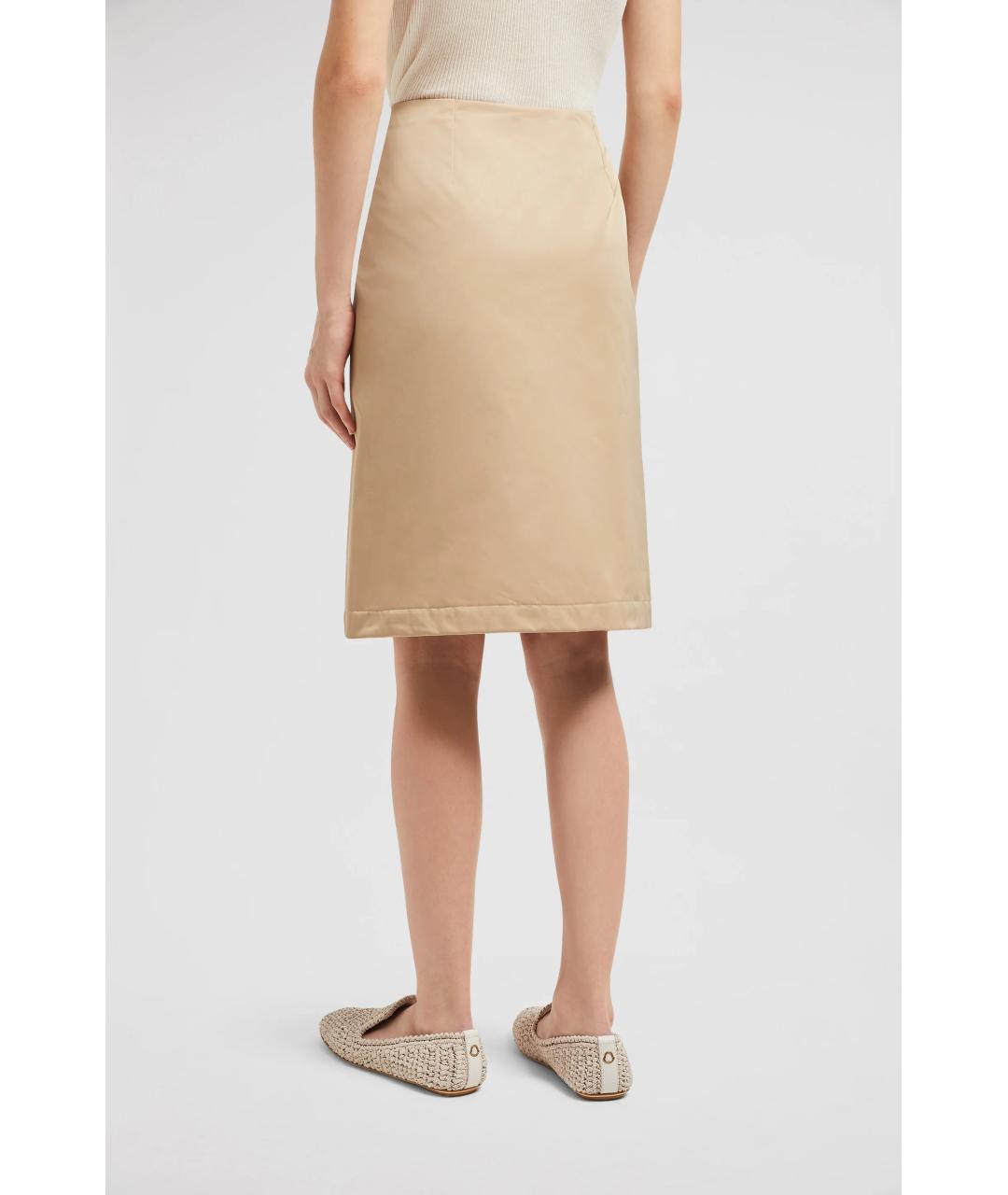 MONCLER Бежевая полиэстеровая юбка мини, фото 4