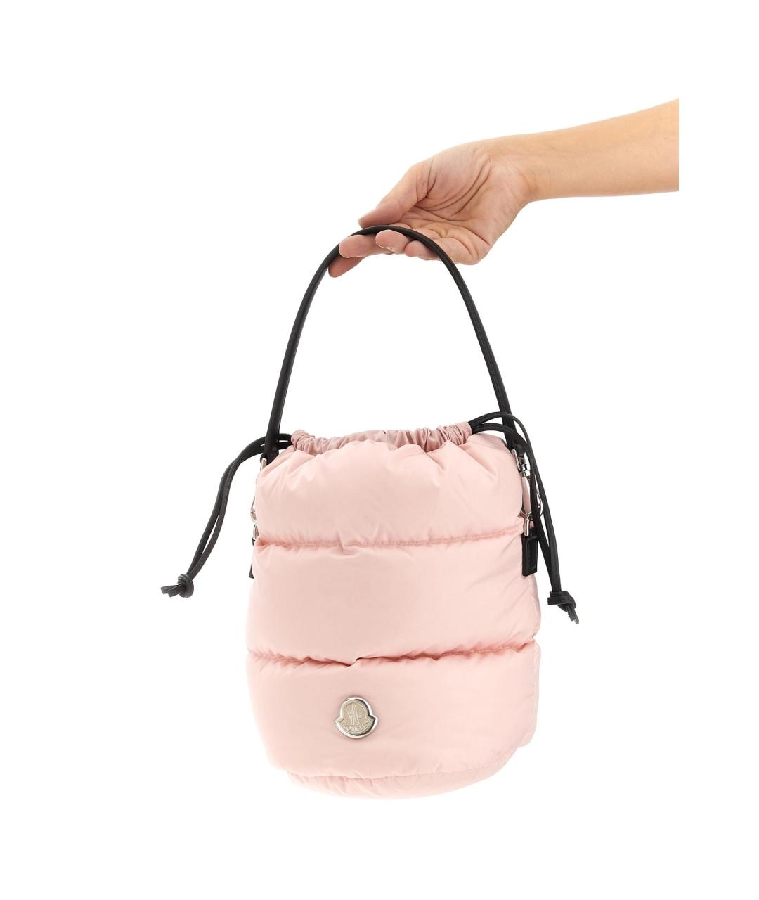 MONCLER Розовая синтетическая сумка с короткими ручками, фото 2