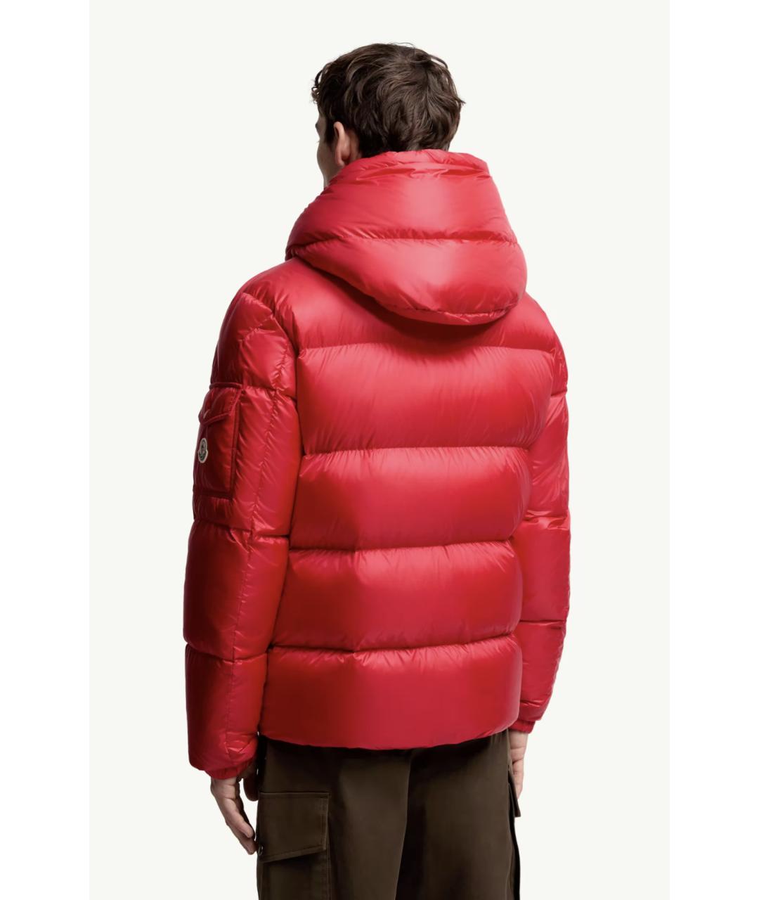 MONCLER Красный полиамидовый пуховик, фото 5