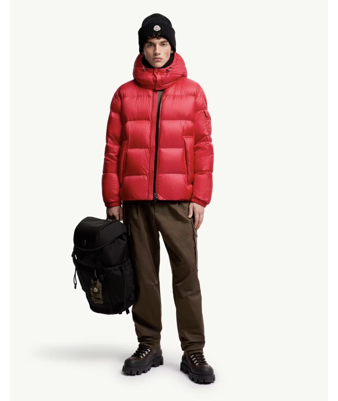 MONCLER Красный полиамидовый пуховик, фото 2