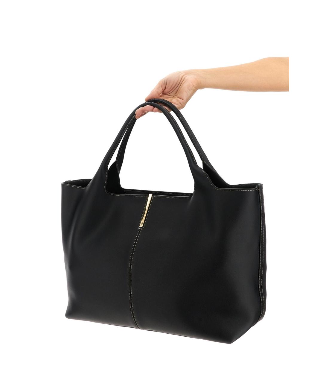 TOD'S Черная кожаная сумка тоут, фото 4