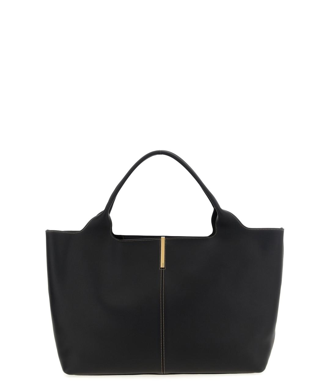 TOD'S Черная кожаная сумка тоут, фото 1