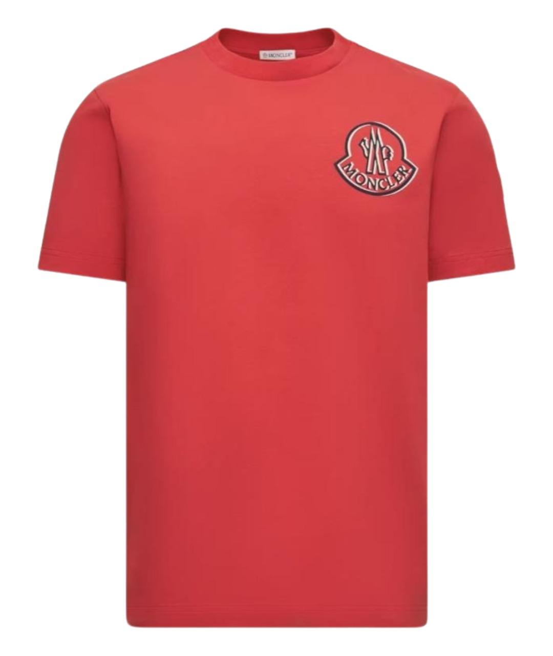 MONCLER Красная хлопковая футболка, фото 1