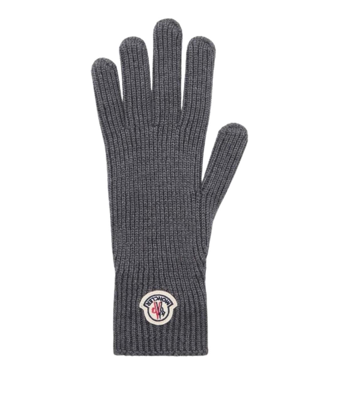 MONCLER Серые перчатки, фото 1