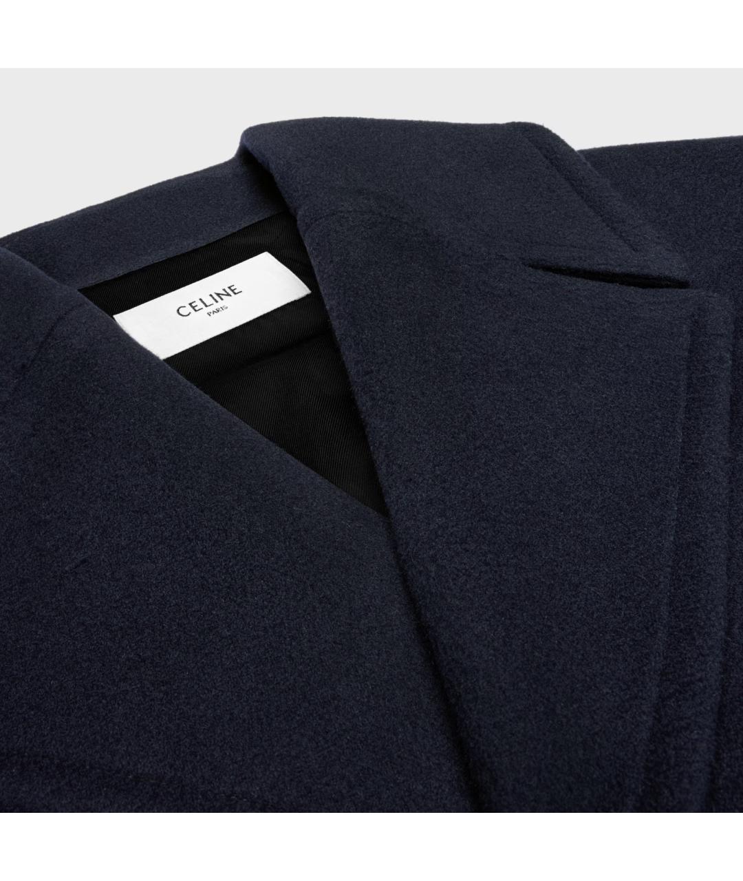 CELINE Темно-синее шерстяное пальто, фото 3
