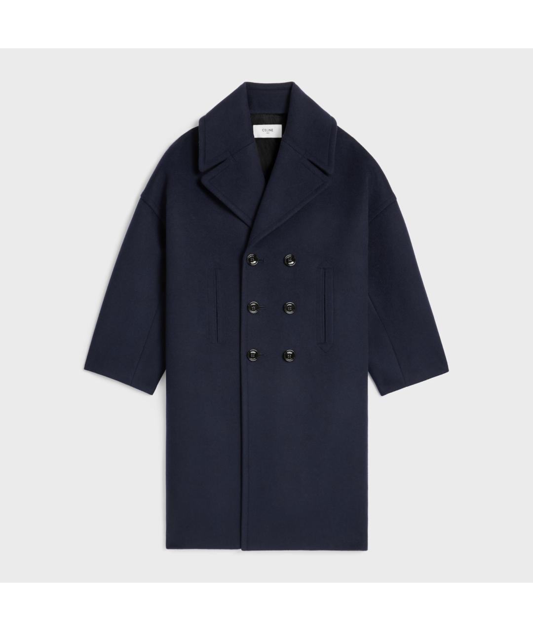 CELINE Темно-синее шерстяное пальто, фото 4