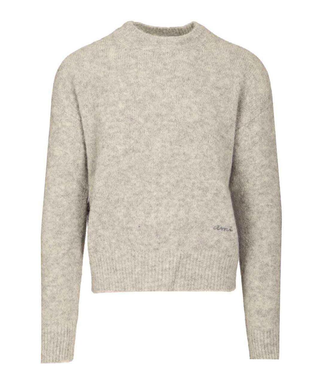 Ami Paris Серый шерстяной джемпер / свитер, фото 1