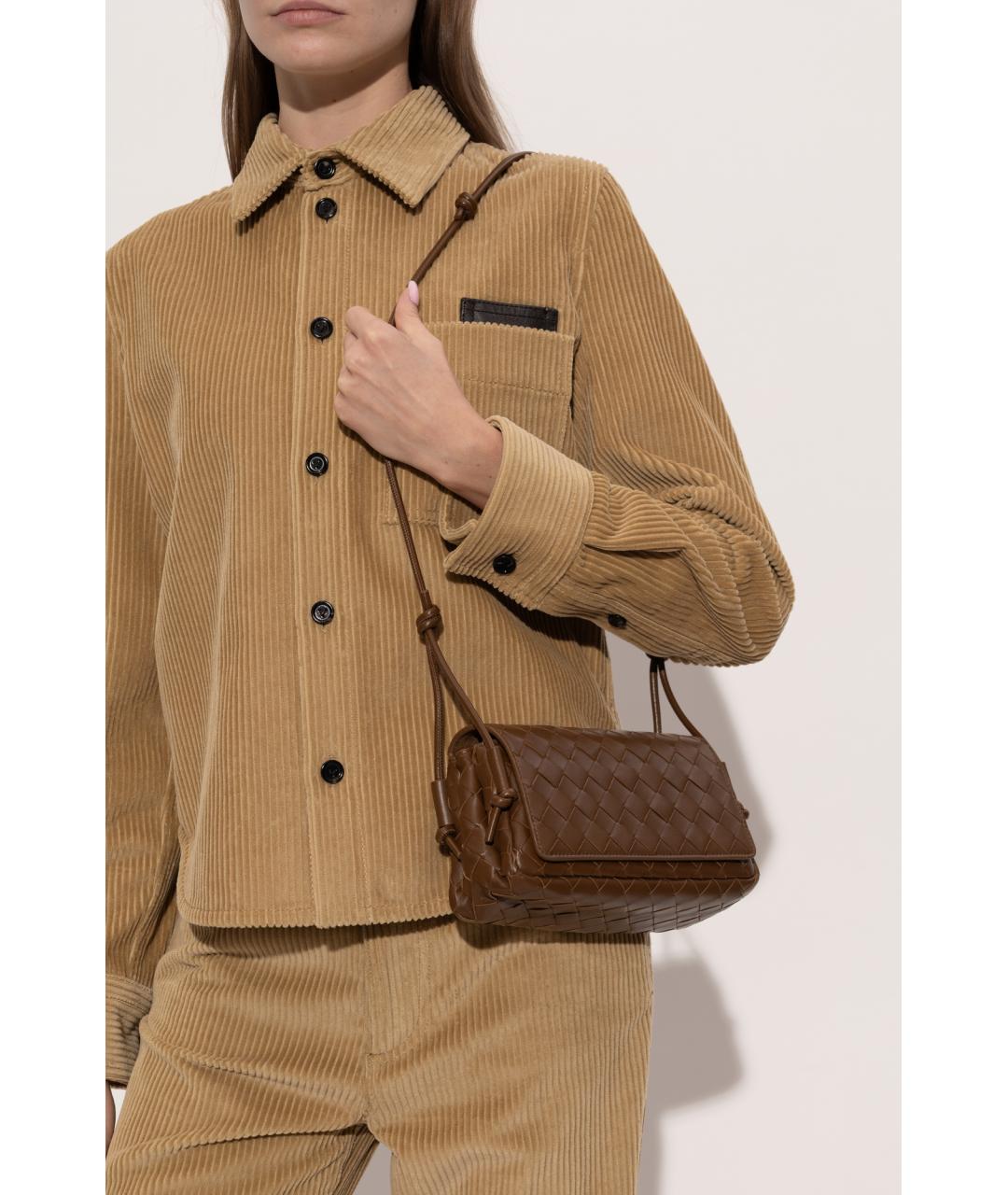 BOTTEGA VENETA Коричневая кожаная сумка через плечо, фото 2