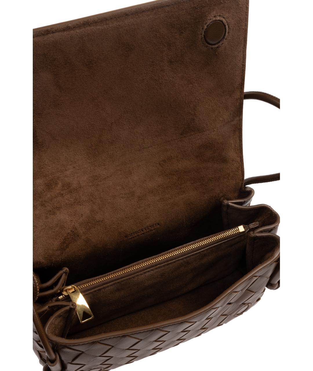 BOTTEGA VENETA Коричневая кожаная сумка через плечо, фото 5