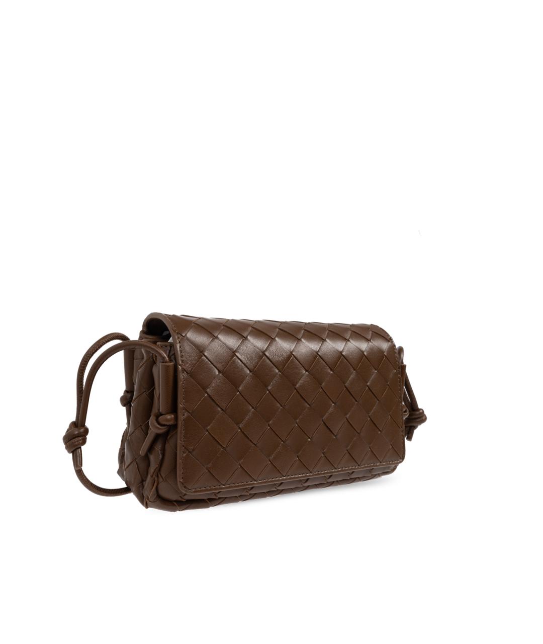 BOTTEGA VENETA Коричневая кожаная сумка через плечо, фото 4