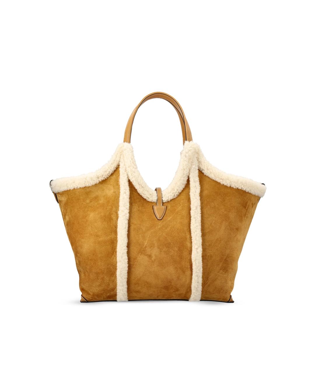 TOD'S Бежевая меховая сумка тоут, фото 2