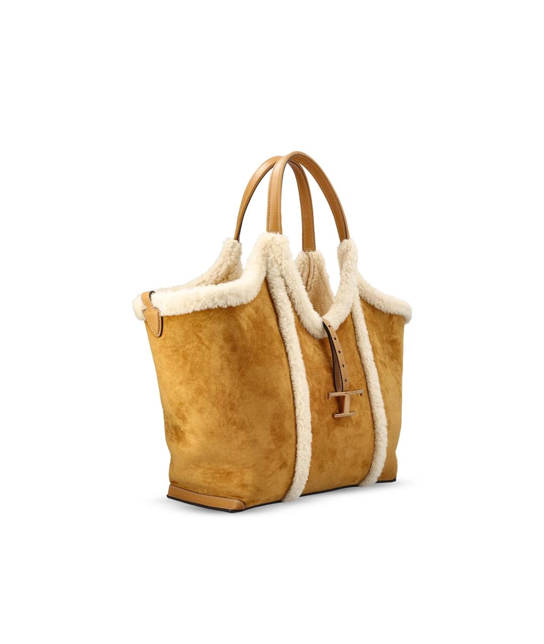 TOD'S Бежевая меховая сумка тоут, фото 4