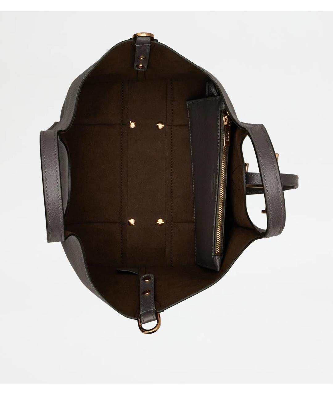 TOD'S Серая кожаная сумка тоут, фото 4