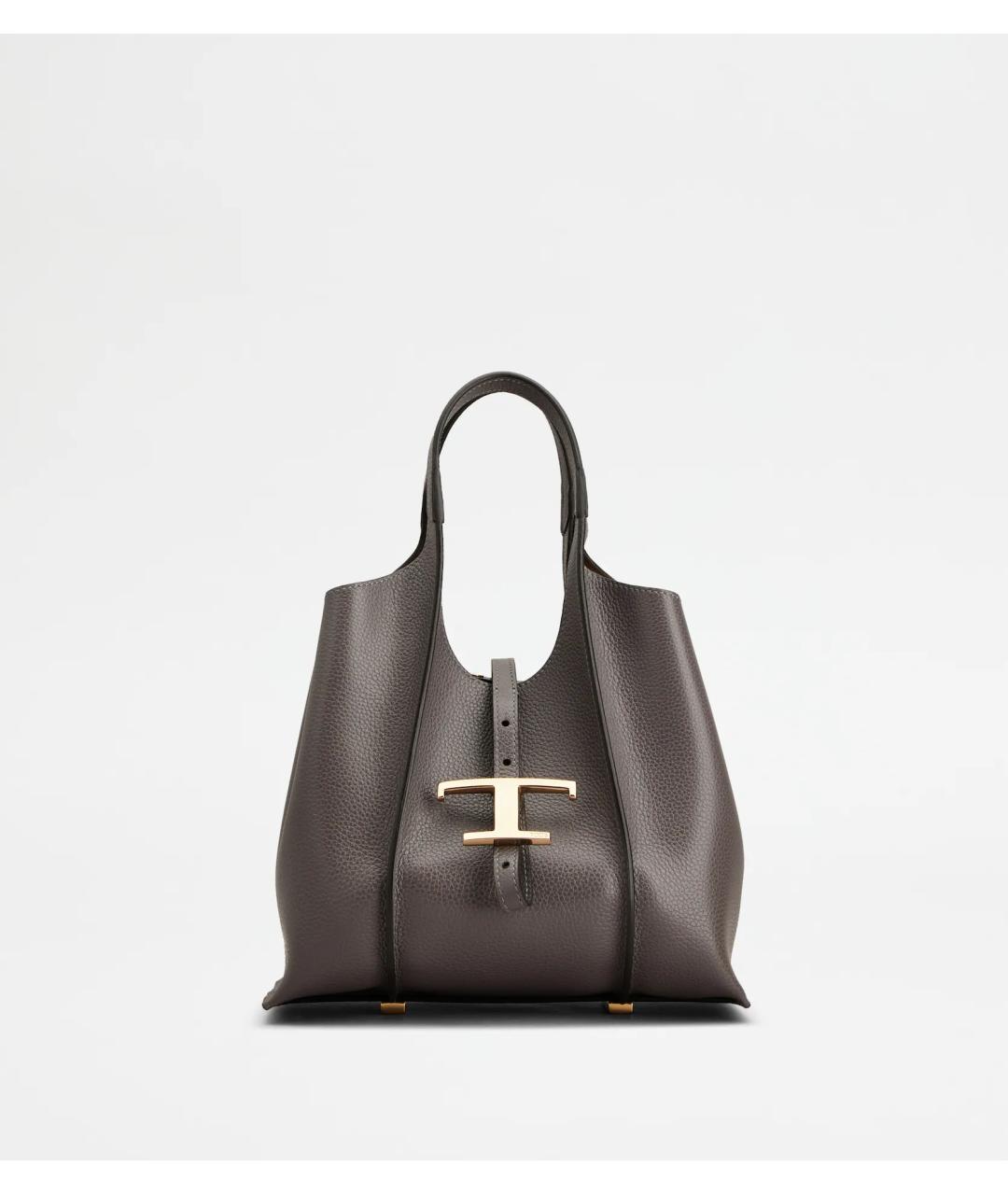 TOD'S Серая кожаная сумка тоут, фото 7