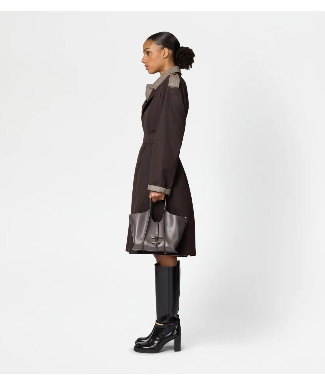 TOD'S Серая кожаная сумка тоут, фото 6