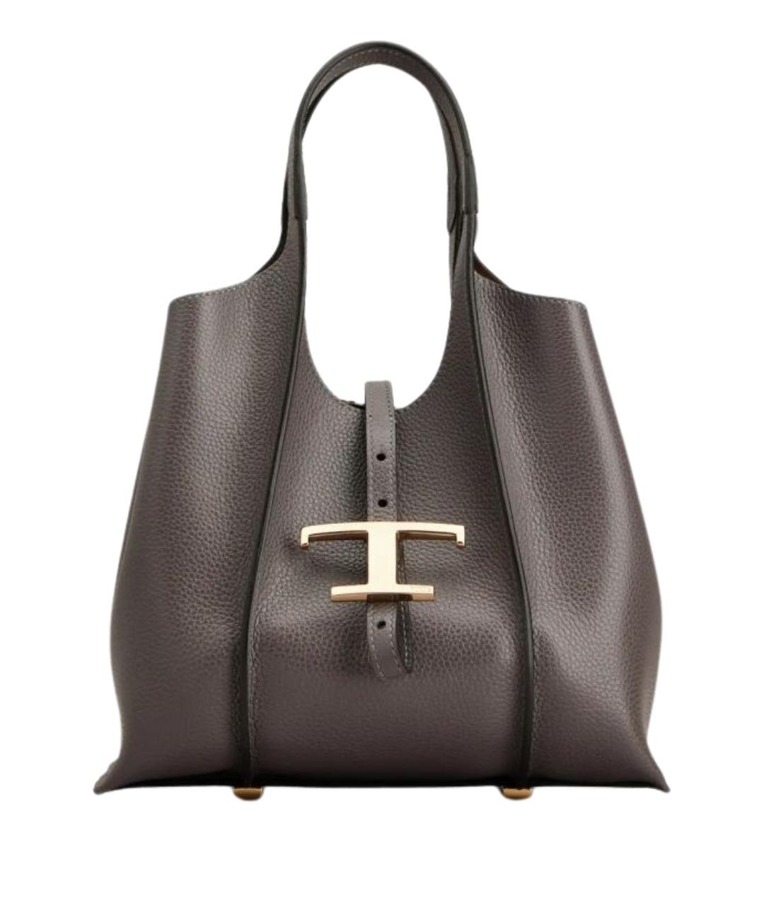 TOD'S Серая кожаная сумка тоут, фото 1