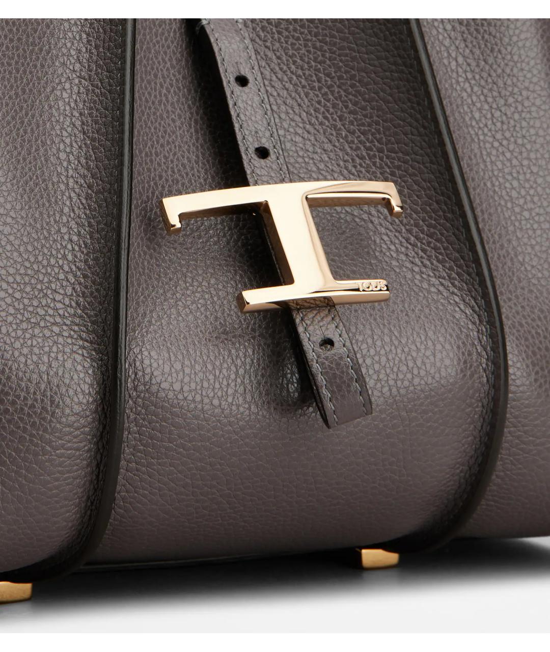 TOD'S Серая кожаная сумка тоут, фото 5