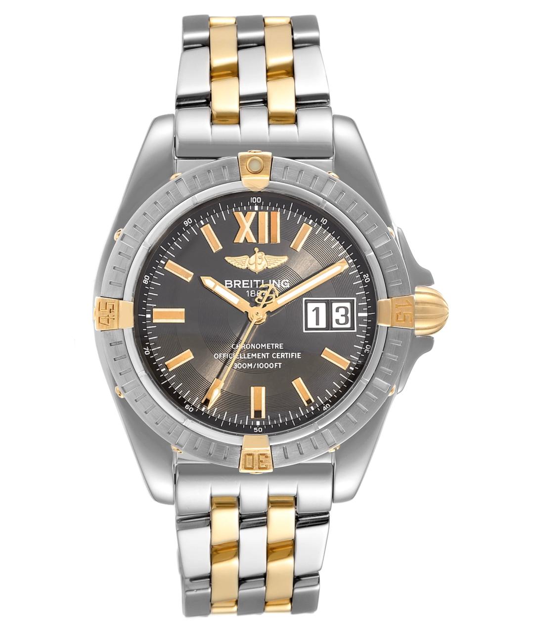 BREITLING Черные часы из желтого золота, фото 1