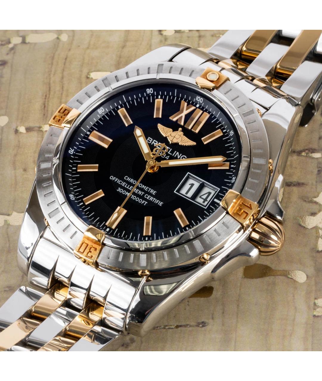 BREITLING Черные часы из желтого золота, фото 2