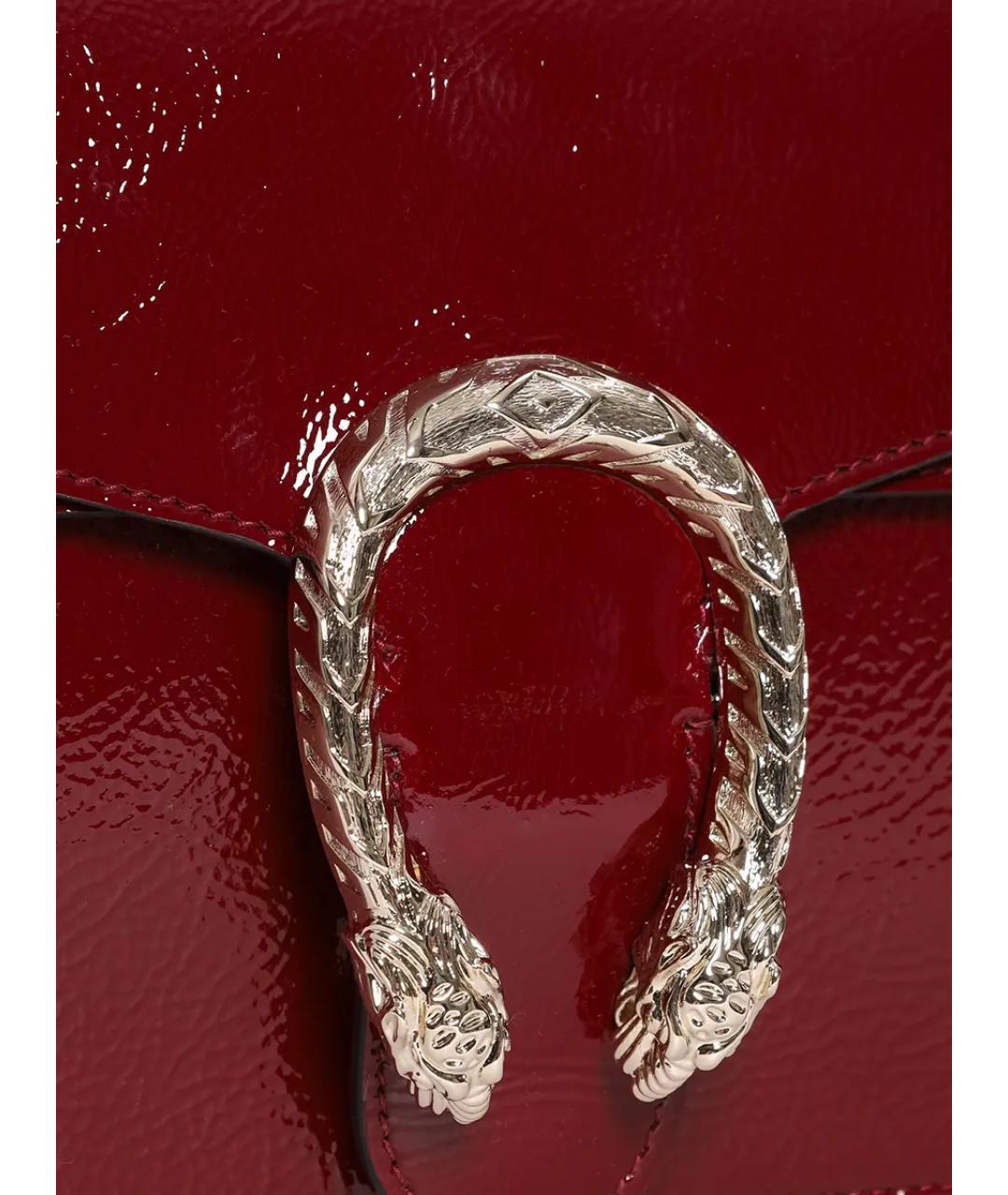 GUCCI Бордовая сумка через плечо из лакированной кожи, фото 4