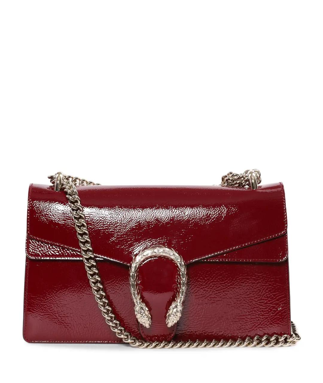 GUCCI Бордовая сумка через плечо из лакированной кожи, фото 1