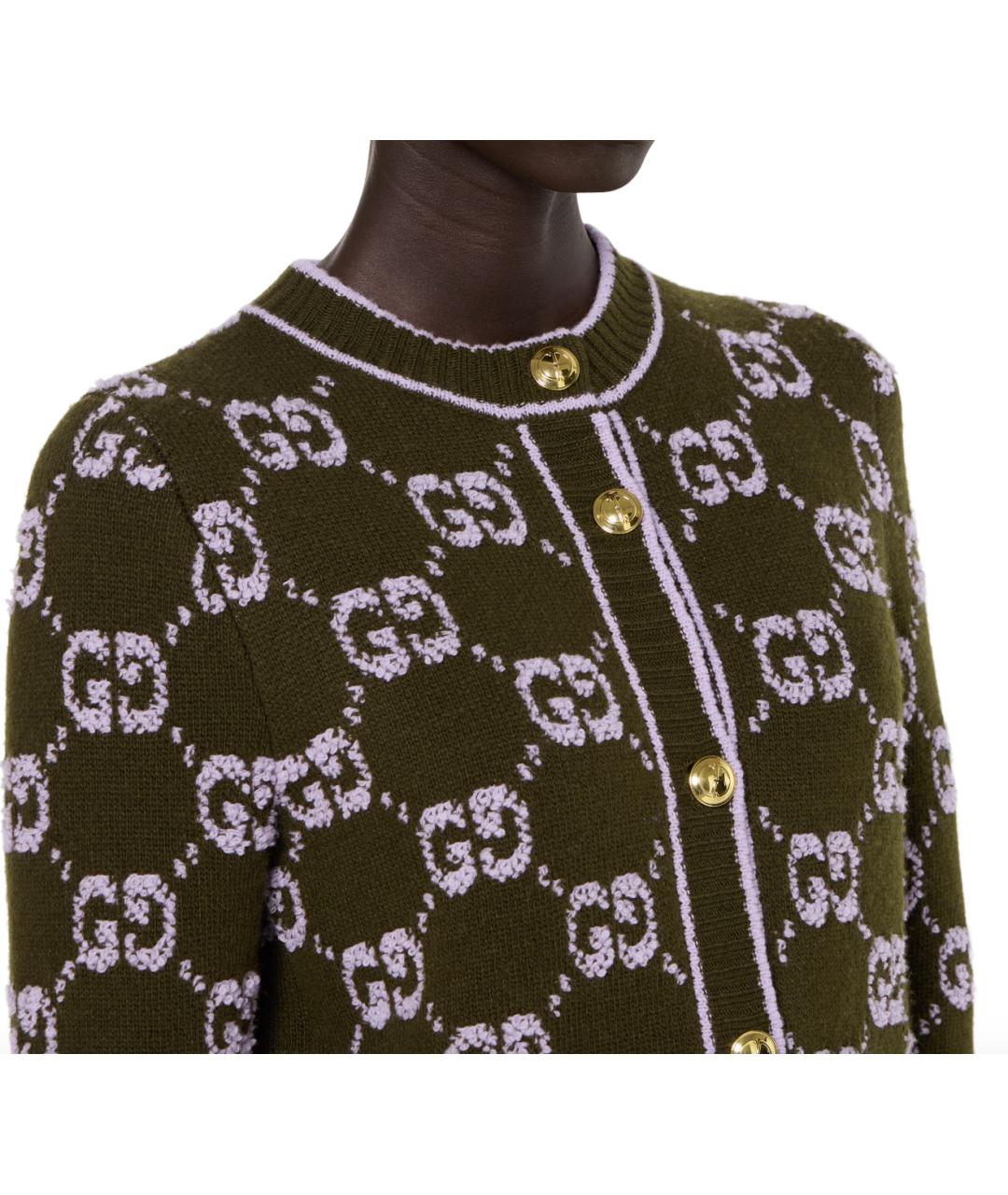 GUCCI Зеленый шерстяной кардиган, фото 4