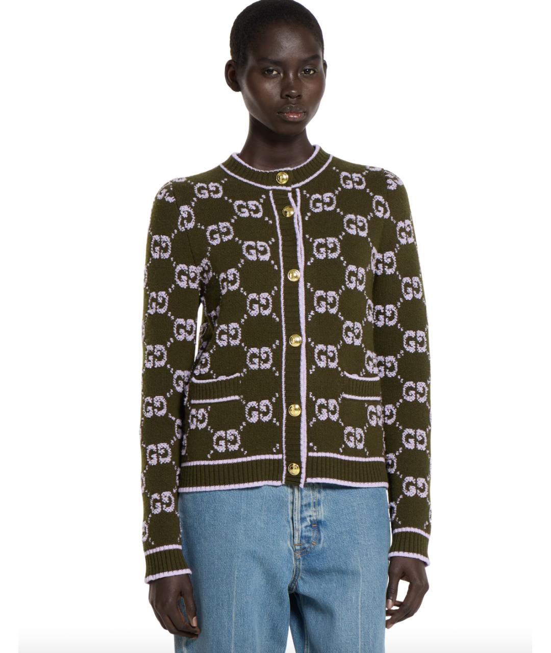 GUCCI Зеленый шерстяной кардиган, фото 2