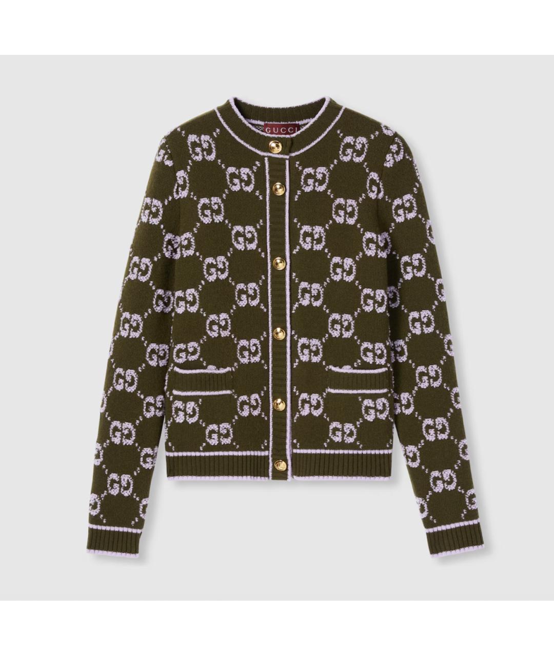 GUCCI Зеленый шерстяной кардиган, фото 6