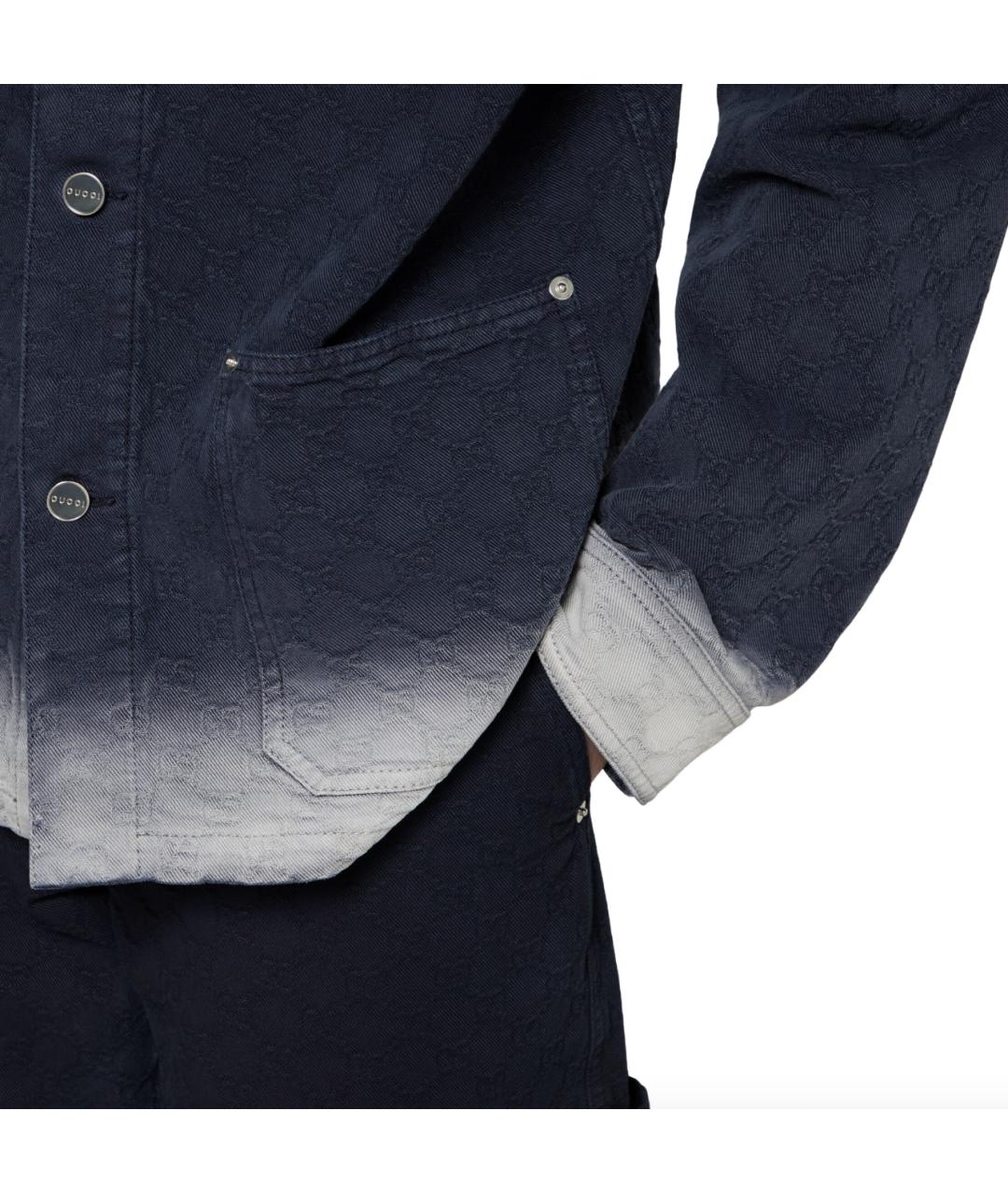 GUCCI Темно-синяя хлопковая куртка, фото 3