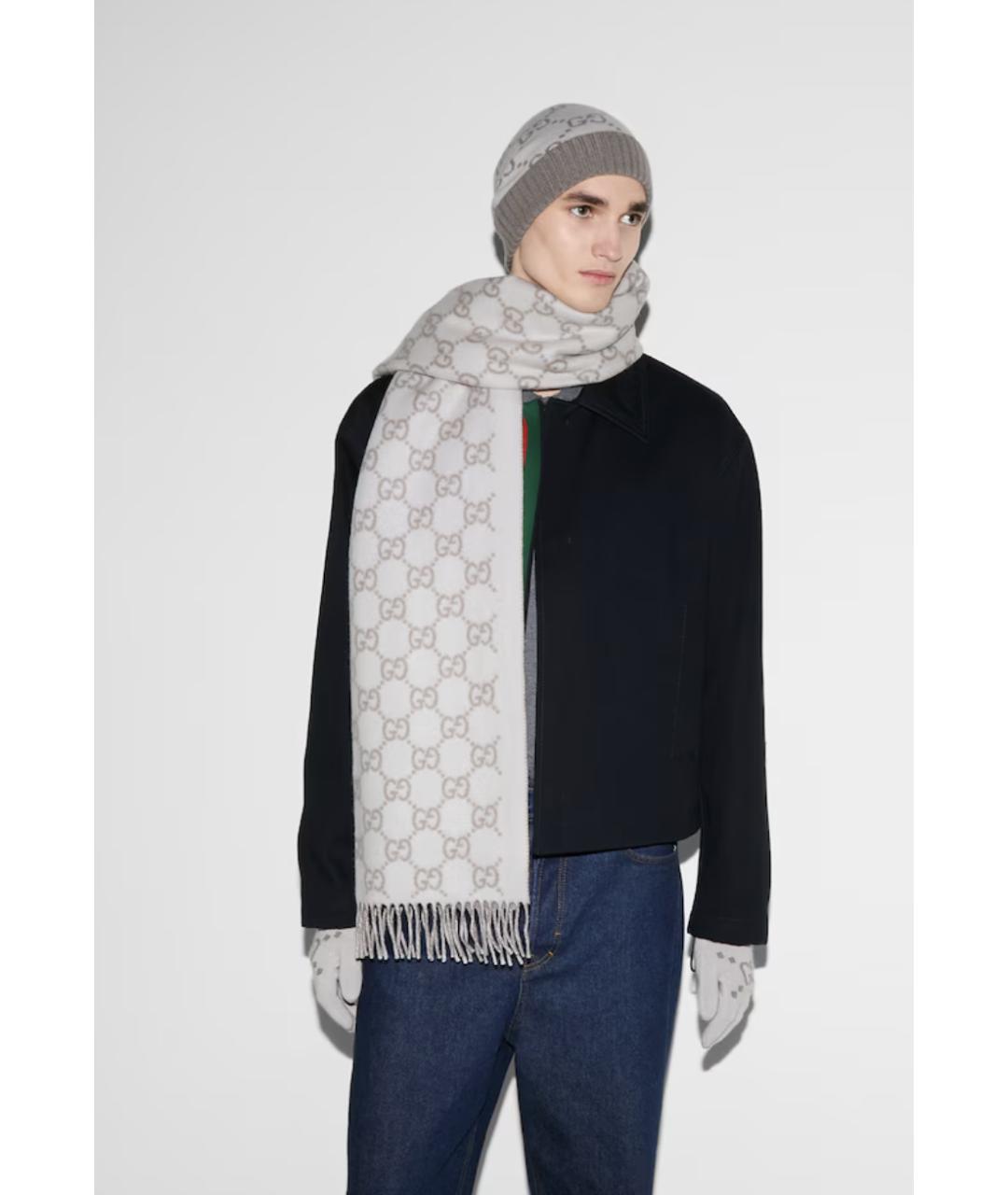 GUCCI Серый кашемировый шарф, фото 3