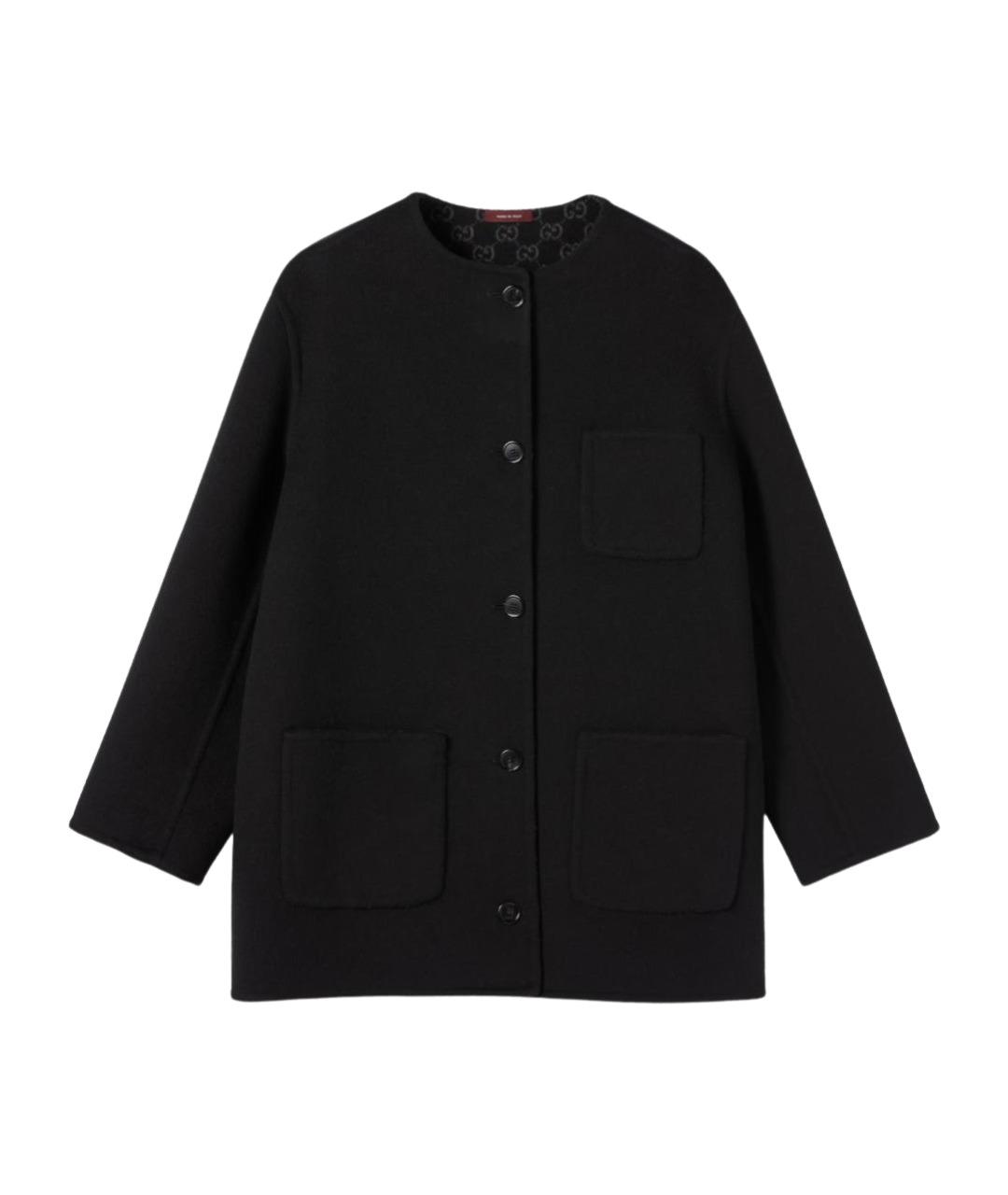 GUCCI Черное шерстяное пальто, фото 1