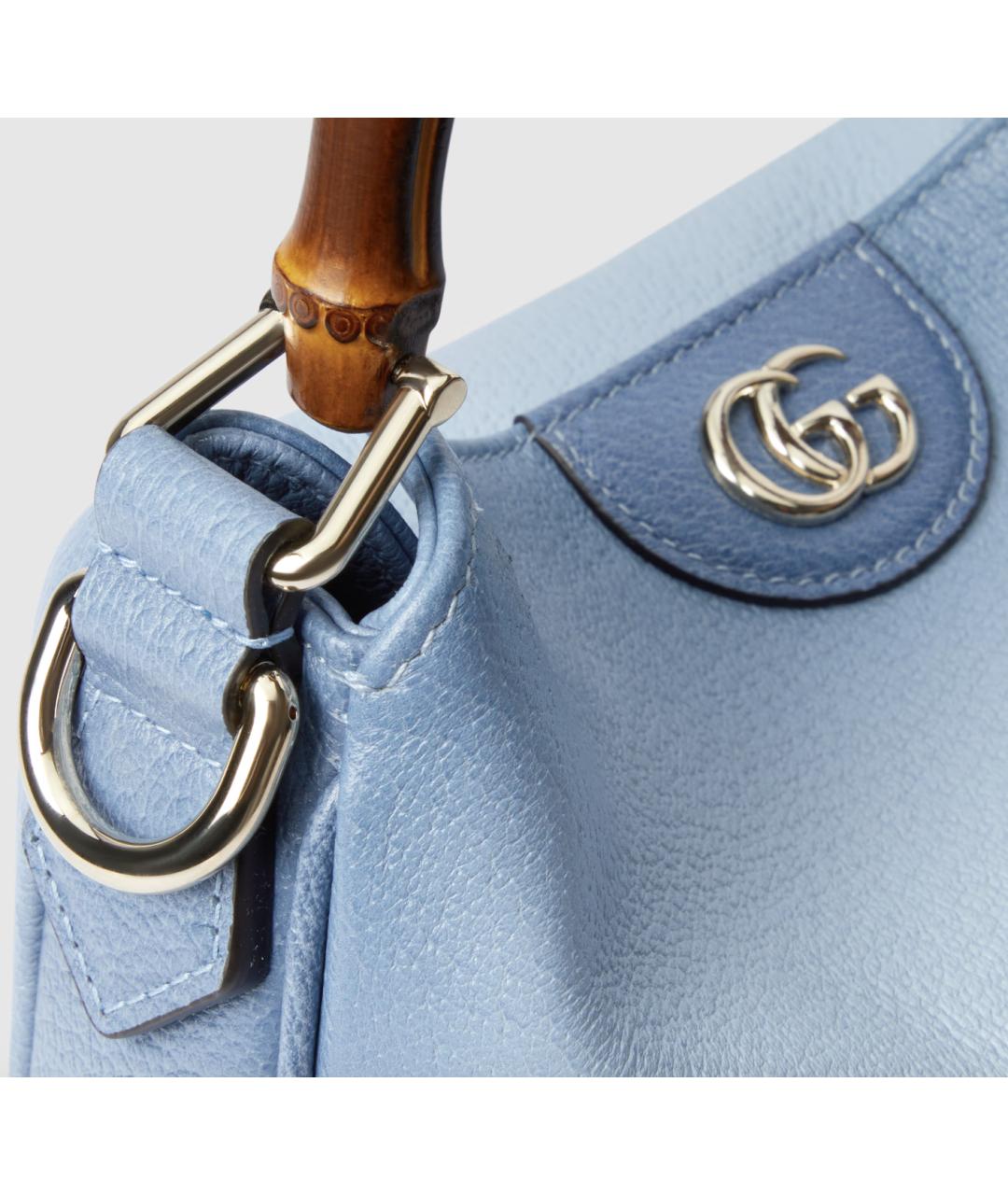 GUCCI Голубая кожаная сумка с короткими ручками, фото 5