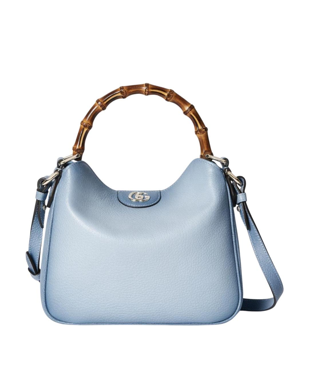 GUCCI Голубая кожаная сумка с короткими ручками, фото 1