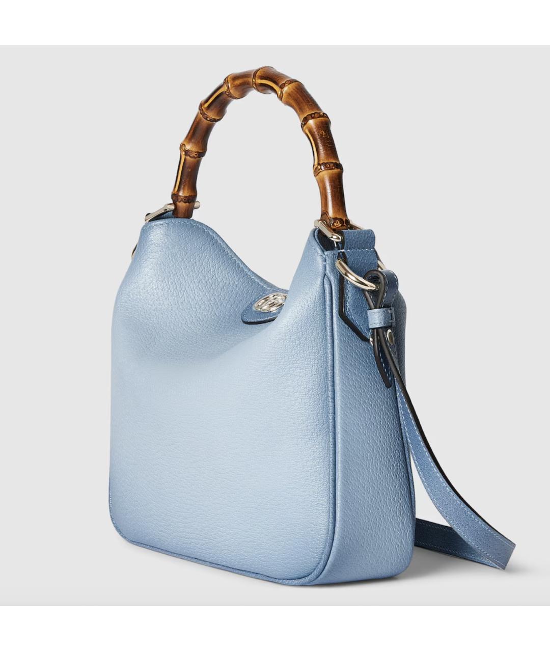 GUCCI Голубая кожаная сумка с короткими ручками, фото 3