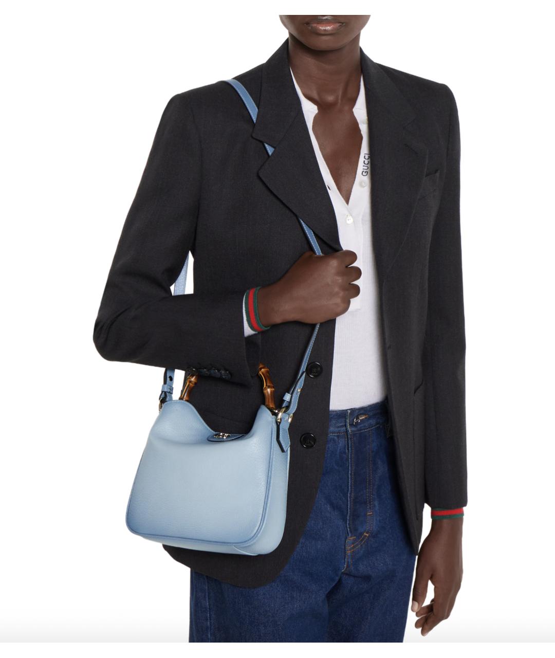 GUCCI Голубая кожаная сумка с короткими ручками, фото 4