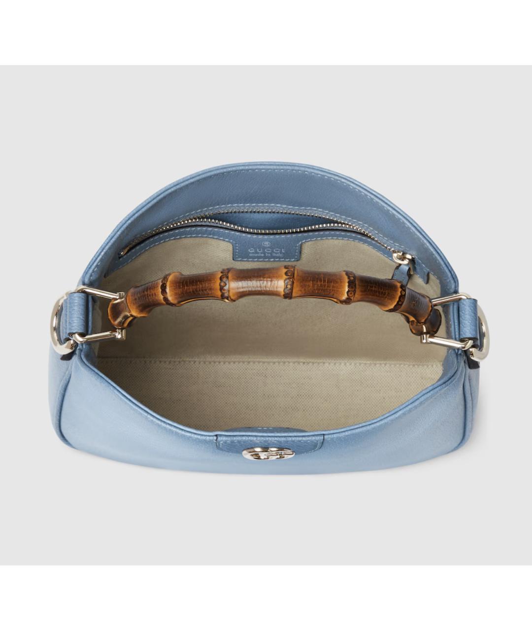 GUCCI Голубая кожаная сумка с короткими ручками, фото 7