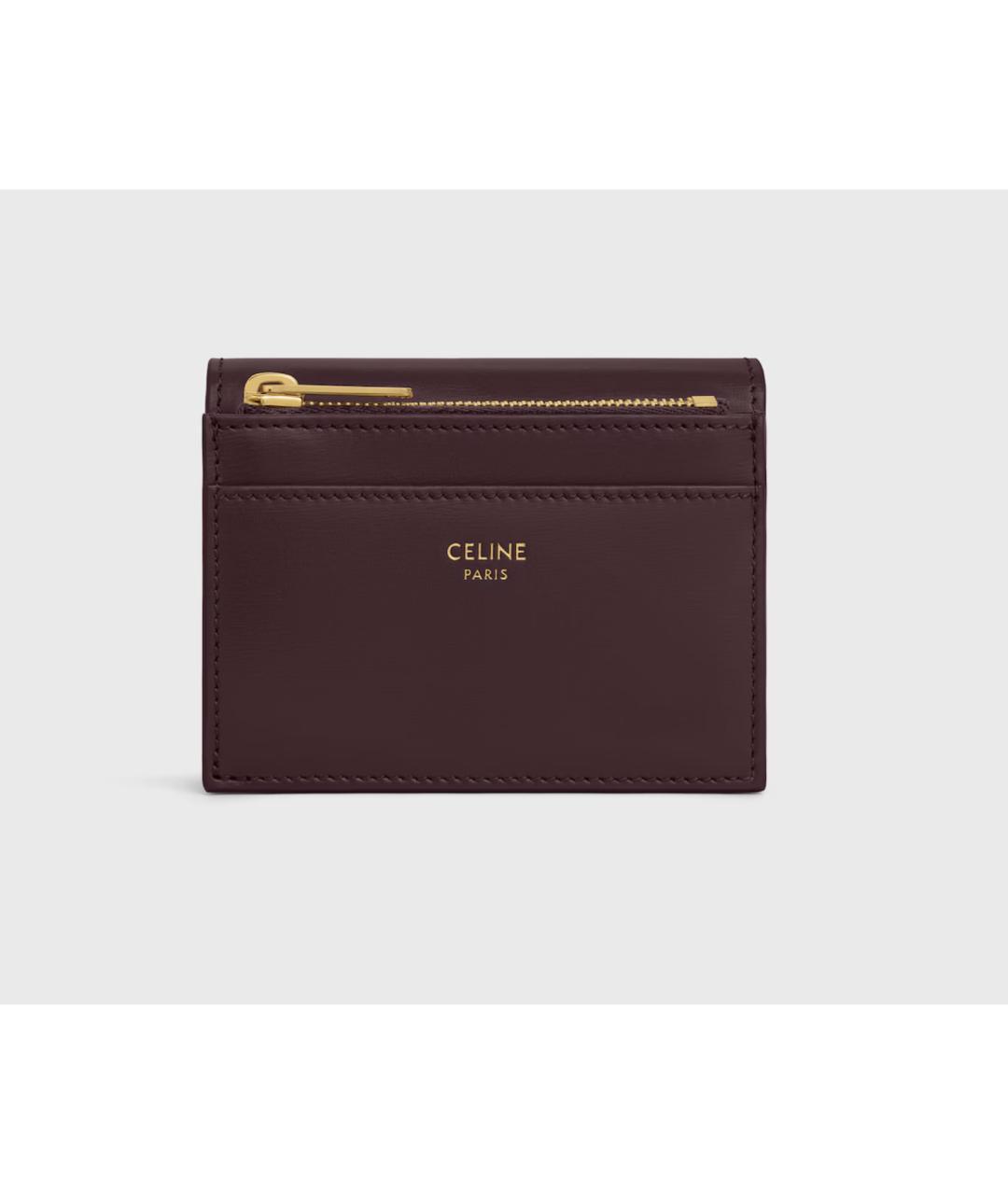 CELINE Бордовый кожаный кошелек, фото 3