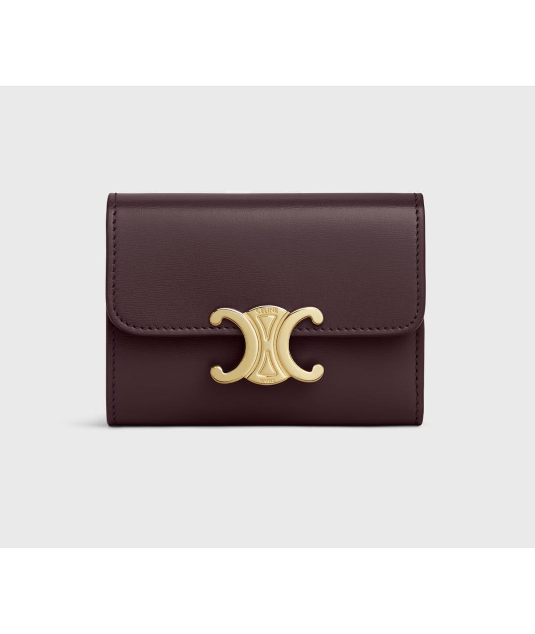 CELINE Бордовый кожаный кошелек, фото 6