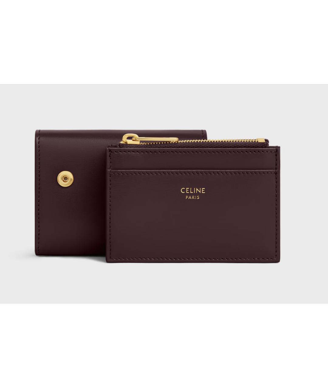 CELINE Бордовый кожаный кошелек, фото 4