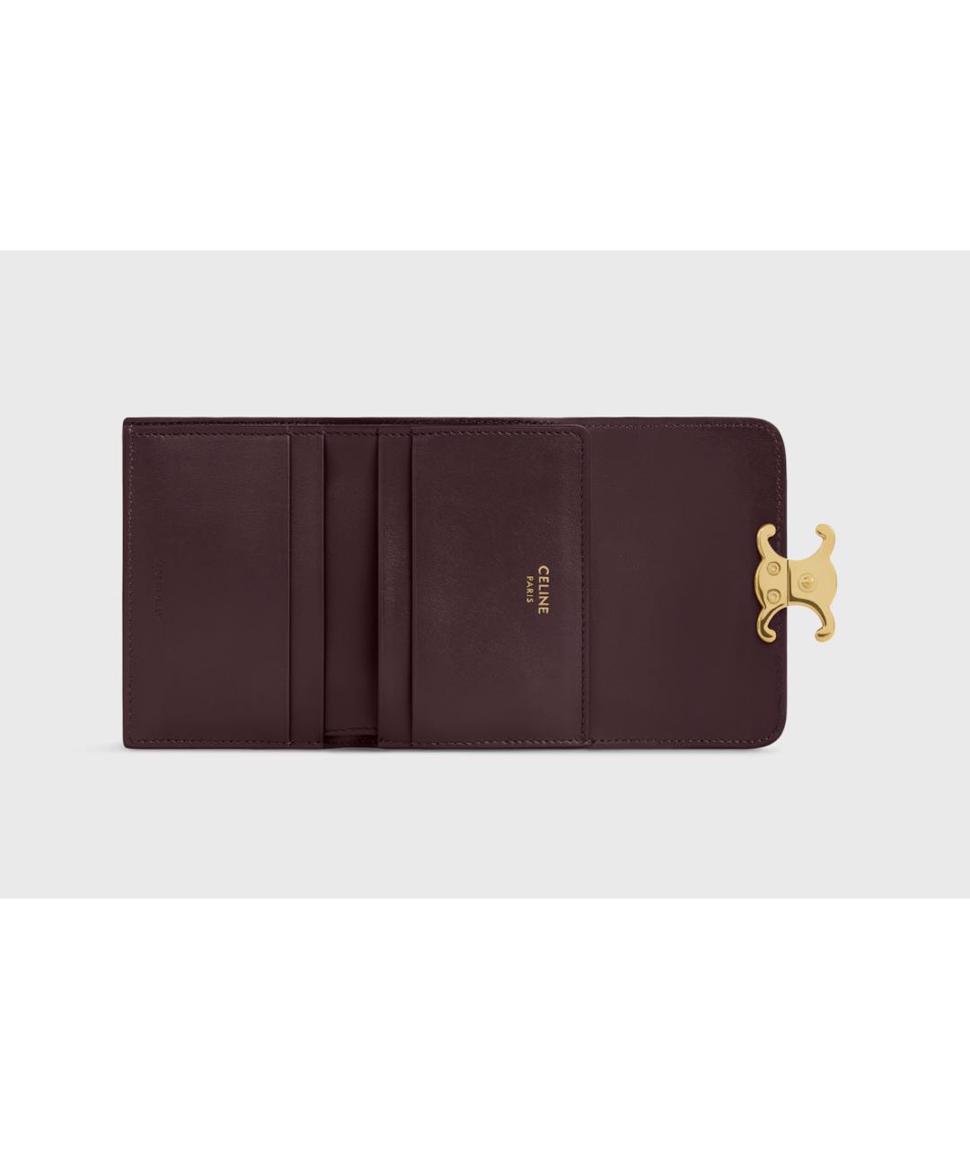 CELINE Бордовый кожаный кошелек, фото 5