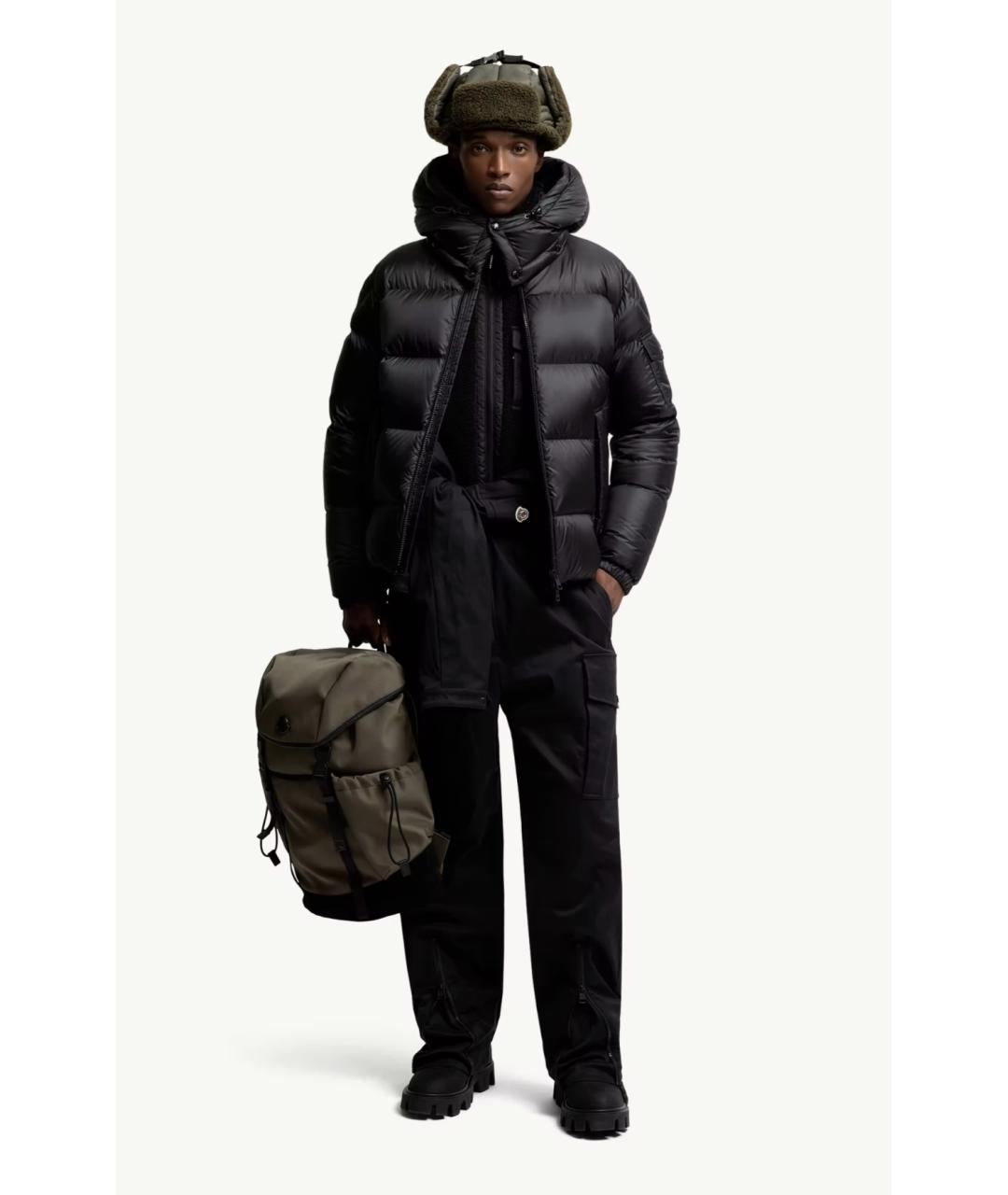 MONCLER Черный полиамидовый пуховик, фото 2