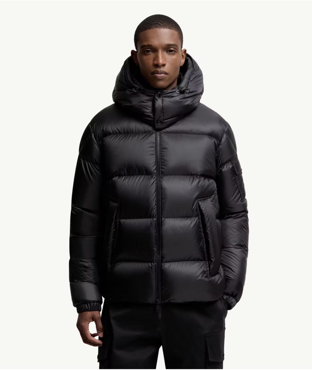 MONCLER Черный полиамидовый пуховик, фото 3